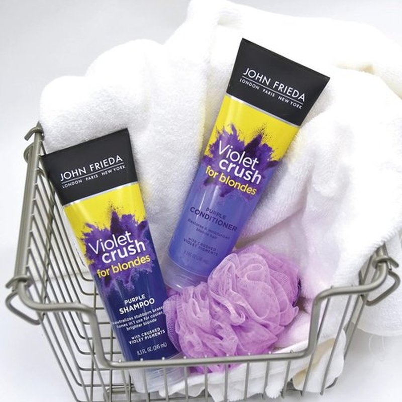 John Frieda Violet Crush Purple Shampoo & Conditioner Set - Neutralizes Yellow Tones for Blonde Hair, 8.3 Oz, Pack of 2