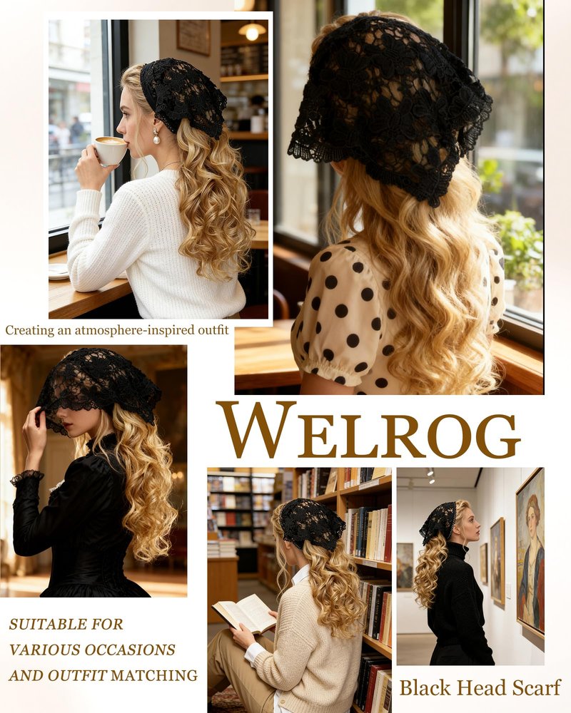 WELROG 3 PCS Hair Scarf, Hair Bandanas Chiffon Head Kerchief, Vintage Knitted Headband for Women, Headwrap for Girls