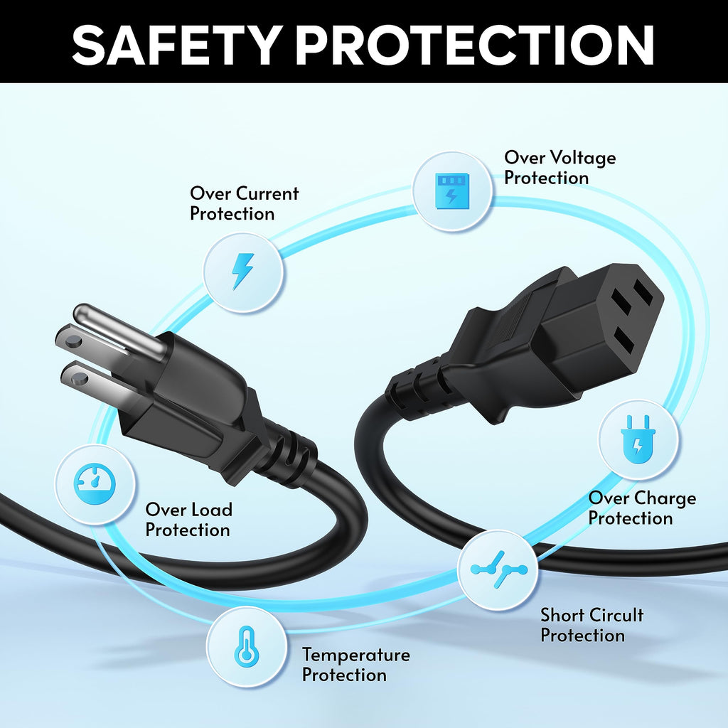 Power Cord Replacement for Treadmills and Computers, Extra Long 8 Feet Cord Compatible with Peloton Tread and Superfit Treadmill, 14 AWG Heavy Duty AC Power Supply Cable, Universal 3 Prong