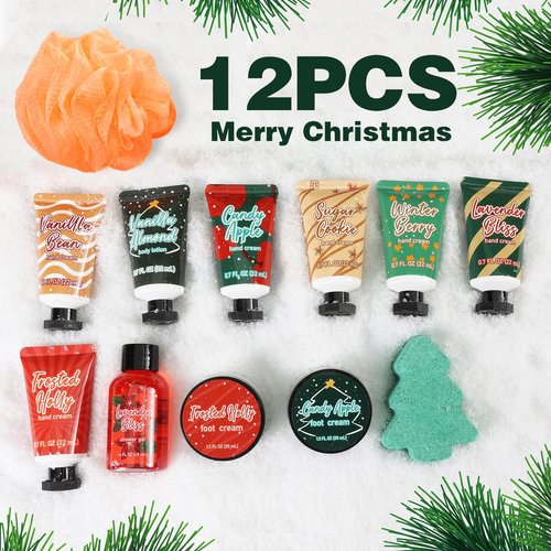 BODY & EARTH # LOVE Advent Calendar 2025 Womens Christams Gifts, Advent Beauty Calendar for Teen Girls 12 Days Countdown Calendar Hand Cream Gifts Spa Bath Sets with Body Lotion, Santa Keychain,Green