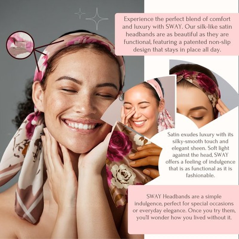SWAY Small Satin Non-Slip Headband for Women – Luxury Satin, No Headaches, Stays Put All Day for Work. 10+ Cute Ways To Style