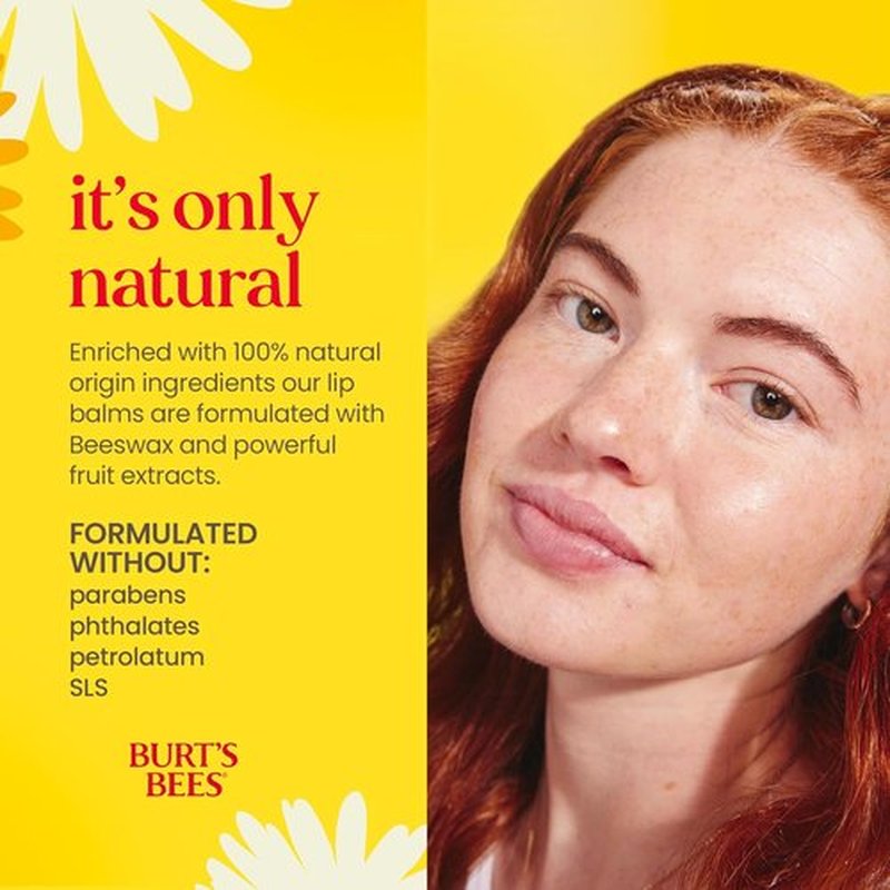 Burt's Bees Lip Balm - Pomegranate Flavor, Natural Beeswax Moisturizer, 2 Tubes, 0.15 oz Each