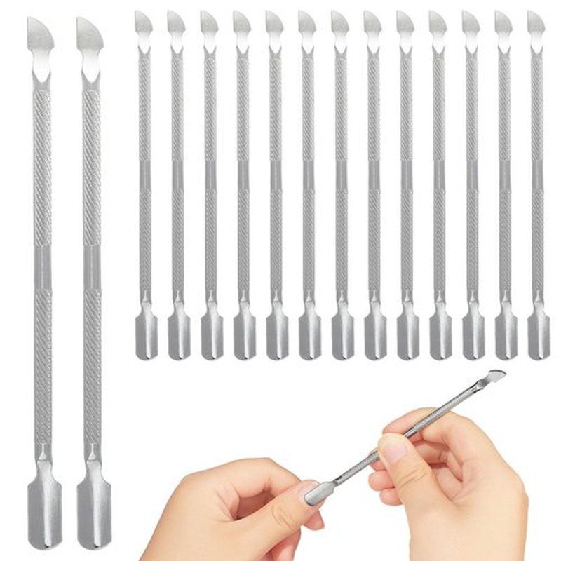 Glavatrix 15 Pieces Stainless Steel Cuticle Pusher and Cutter, Double Ended Cuticle Cleaner Remover Metal Manicure Pedicure Nail Tools for Fingernails, Toenails