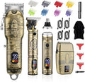 Soonsell Men's Professional Hair Clippers & Trimmer Set - T-Blade, Nose Trimmer, Foil Shaver, LCD Display (Bronze)