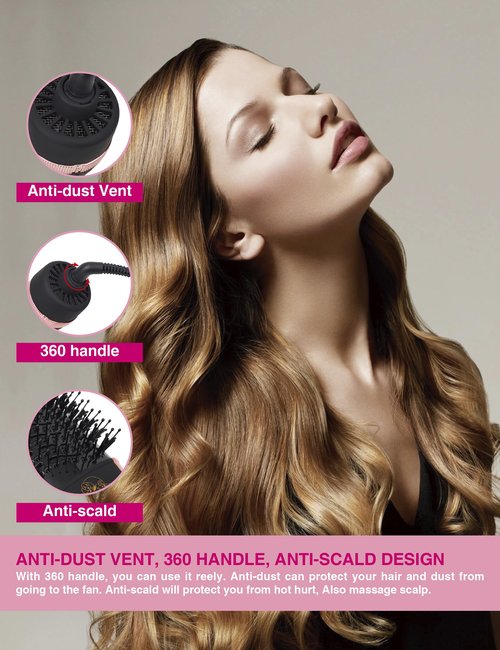 Hair Dryer Brush Blow Dryer Brush in One, 4 in 1 Ionic Hair Dryer and Styler Volumizer with Oval Titanium Barrel, Hot Air Straightener for Smooth Frizz-Free Blowout