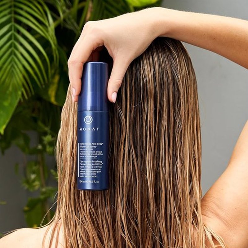 MONAT Smoothing Anti-Frizz Blowout Styling Spray - Quick Dry Frizz Control & Heat Protection for Glossy Hair