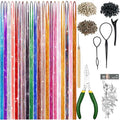 Hair Tinsel Kit, Fairy Tinsel Hair Extensions With Tool 3000 Strands 20 Colors Holographic Heat Resistant Sparkling Hair Glitter (3000 Strands 48 Inch, 20 Colors)