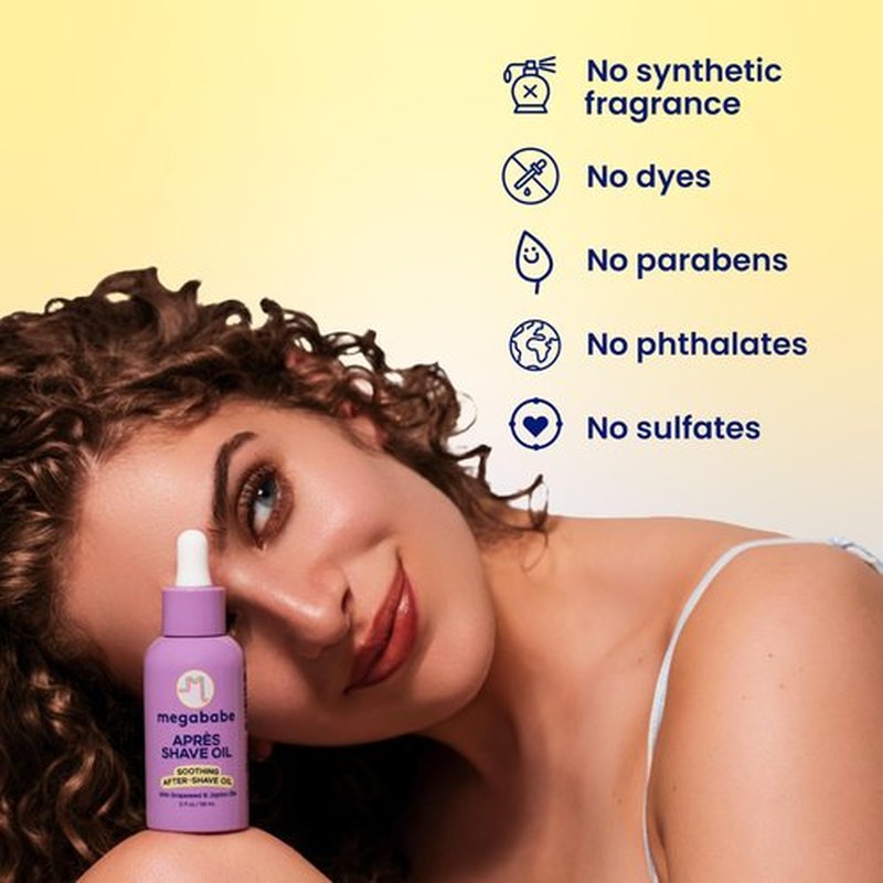 Megababe Après Shave Oil | Soothing After-Shave Oil | Vacation Essential | with Grapeseed & Jojoba Oils | 2 fl oz