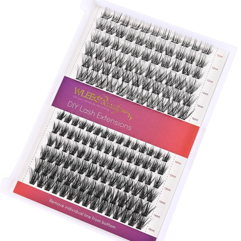 Wleec Beauty Lash Clusters DIY Eyelash Extensions, 156PCS Individual Lashes D Curl Clusters Eyelash Extensions (LC85, 2 Styles Mix 10-16mm)