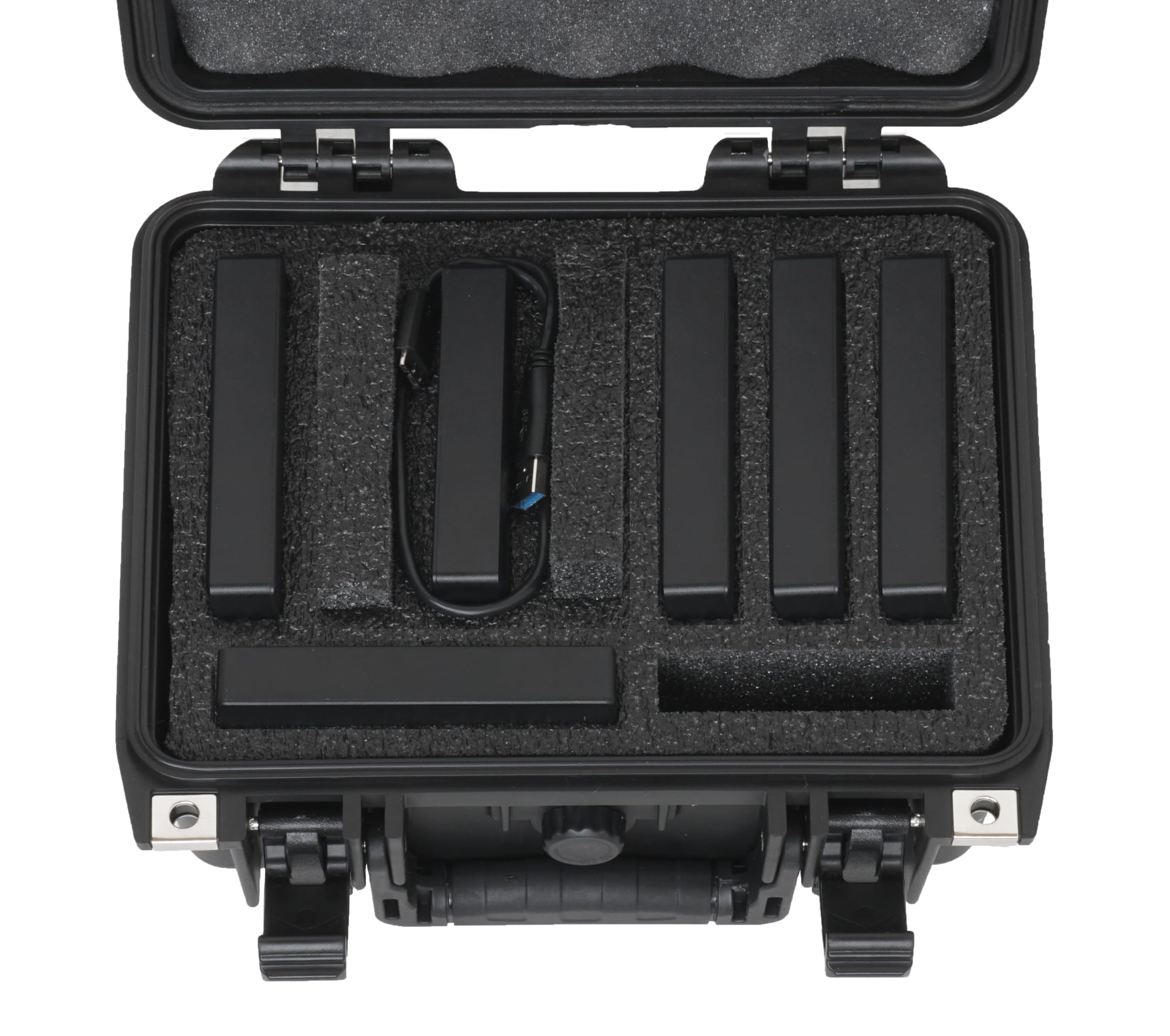 Case Club 8 External Hard Drive Case. Waterproof, Airtight, & Heavy Duty. Includes Pressure Relief Valve, Folding Handle, Padlock Holes, O-Ring Seal.