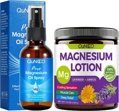 Pure Magnesium Oil Spray & Lotion Set - Unscented Muscle Relaxation & Moisturizing Relief | 100% Magnesium Chloride, Arnica & Lavender