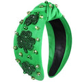 mokkia St.Patrick’s Day Headband Accessories Outfits for Women Green IRISH Lucky Shamrock Headband Rhinestone Crystal Knotted Headbands Irish Holiday Headwear Party Favors Gifts (Shamrock A)