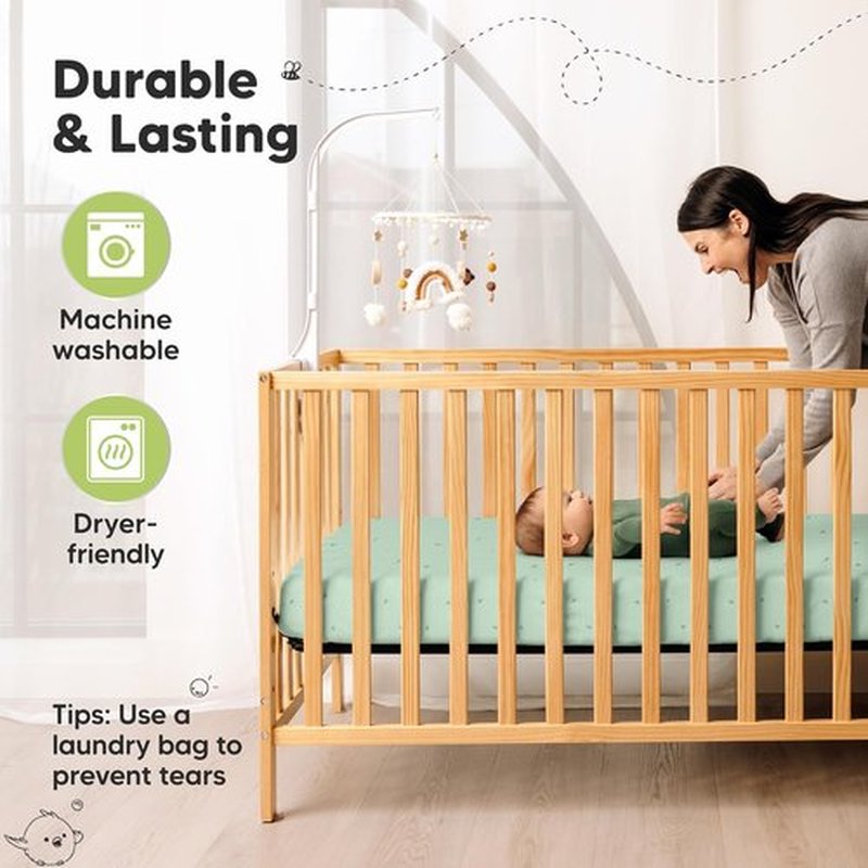 KeaBabies Fitted Crib Sheets - Soft Bamboo Viscose Cotton, 52x28, Gender Neutral (Bunnies) - 2-Pack