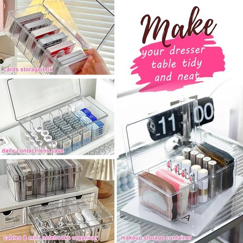 Lash Extension Organizer and Storage, Lash Cart Organizer for Lash Techs, Eyelash Extension Supplies Organizer Storage Box, Acrylic Lashes Supplies Container, Eyelash Beauty Organizer with Lid Clear
