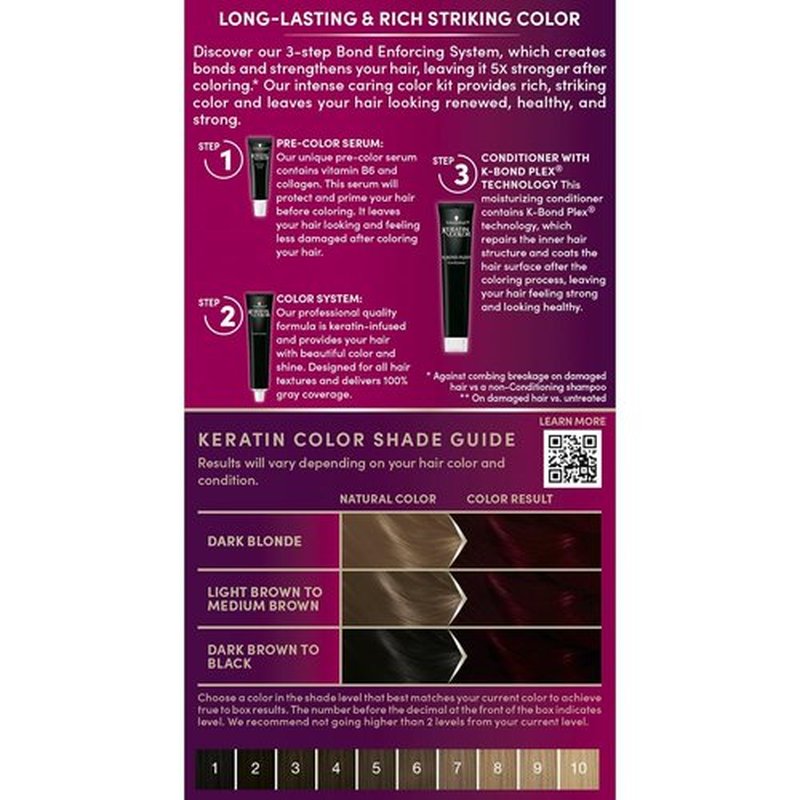 Schwarzkopf Keratin Hair Dye Cream - Ruby Noir 1.8 | Professional Quality Color & 100% Gray Coverage