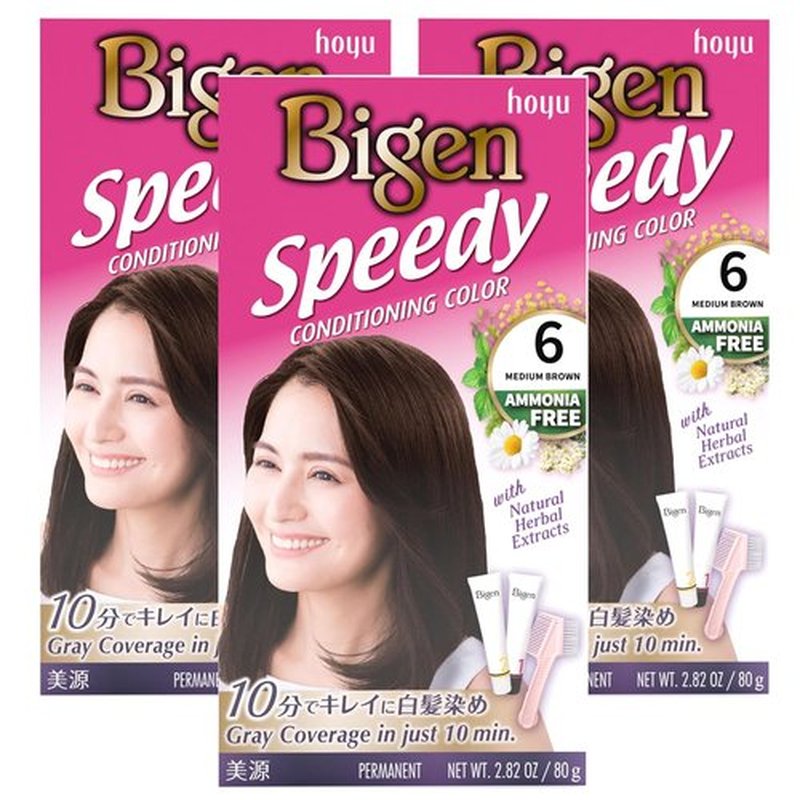 Bigen Speedy Conditioning Color Kit - 6 Medium Brown Shades | 3 Pack for Vibrant Hair Color