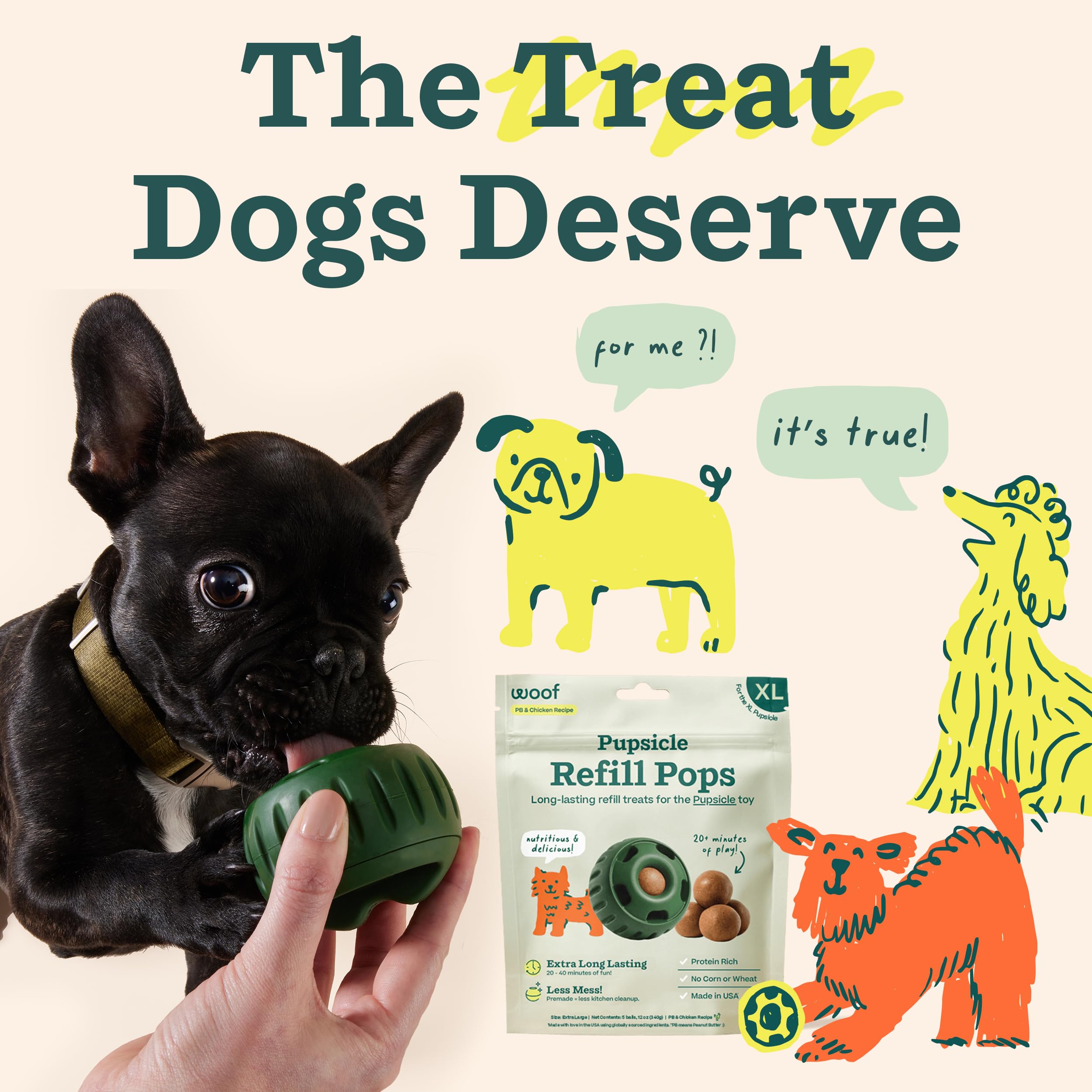 WOOF Pupsicle Chicken Refill Pops Dog Treats, XL, 5 Count, 2 Pack