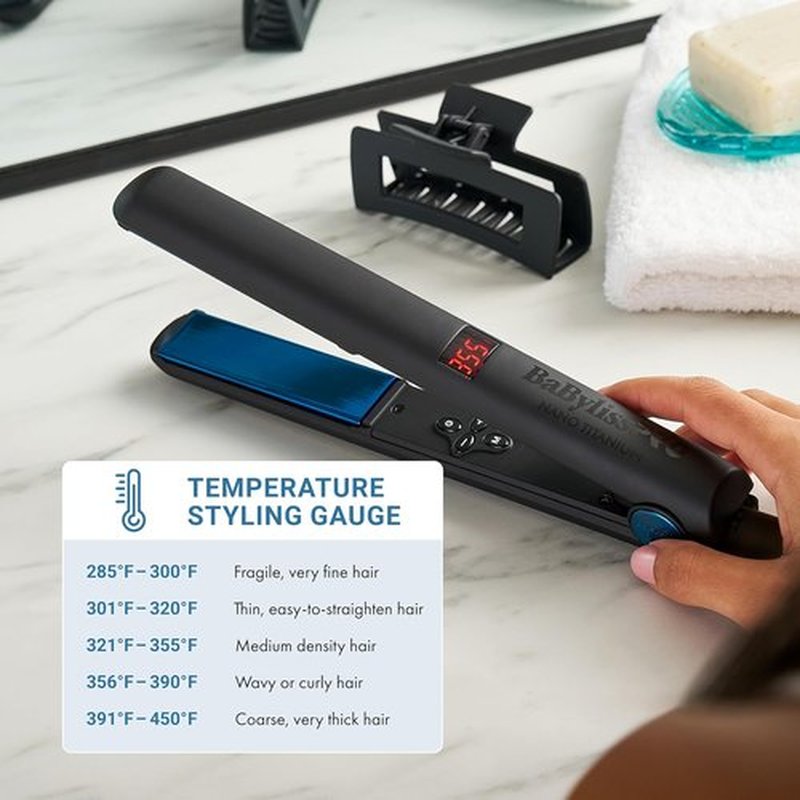 BaBylissPRO Nano Titanium Flat Iron | Digital Hair Straightener for Salon-Quality Styling