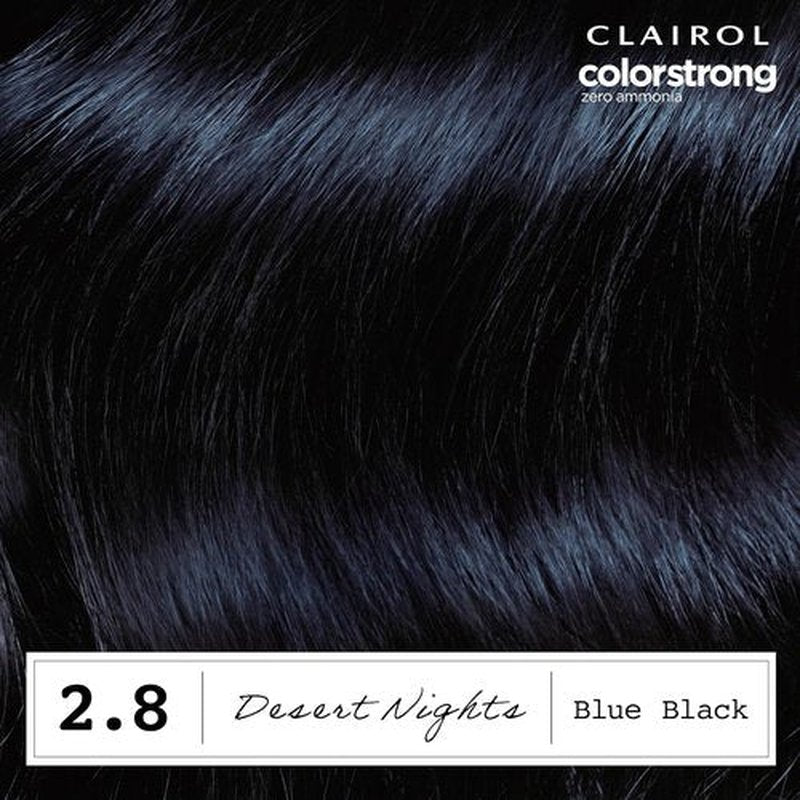 Clairol ColorStrong Hair Dye - Ammonia-Free, PPD-Free, 100% Gray Coverage, 2.8 Blue Black | Pack of 1