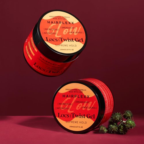 Hairplexx Glow Loc & Twist Gel With Shea Butter, Biotin & Castor Oil - Supreme Hold for Locs, Retwists & Twists – Deep Moisture and Scalp Nourishment (5.07 fl oz, Shea Butter)