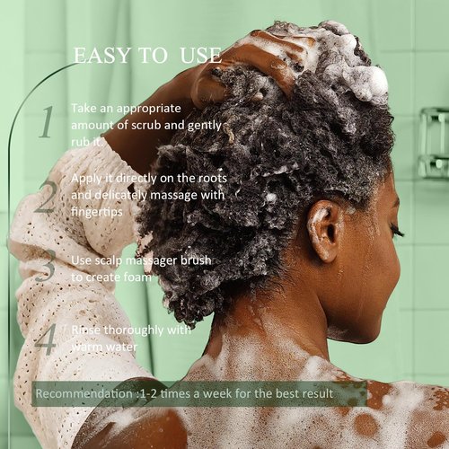 SHVYOG Scalp Scrub, Tea Tree & Coconut Oil Exfoliator Scrub for Itchy Scalp, Anti-Dandruff Detox Clarifying Exfoliator Shampoo with Sea Salt, Scalp Treatment with Scalp Scrubber