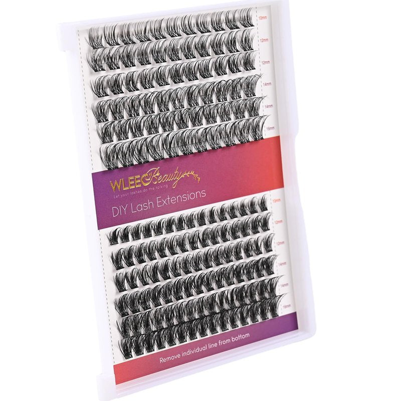Wleec Beauty Lash Clusters DIY Eyelash Extensions, 156PCS Individual Lashes D Curl Clusters Eyelash Extensions (LC85, 2 Styles Mix 10-16mm)