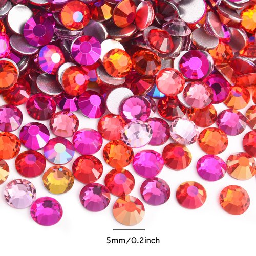 Blinginbox Glass Flatback Rhinestones Crystal Round Gems,Fire Phoenix,SS30/288pcs,6.4-6.6mm