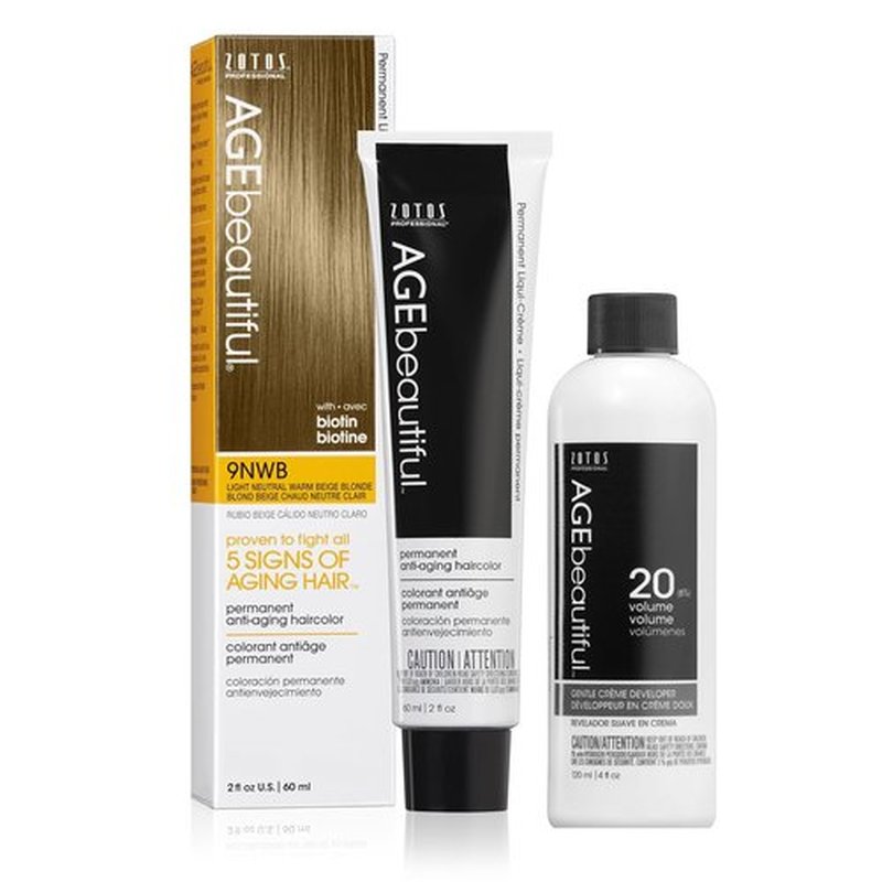 AGE Beautiful Permanent Hair Color Dye - 100% Gray Coverage & Anti-Aging Formula | Biotin Infused for Thicker, Healthier Hair