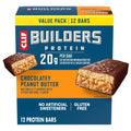 CLIF BUILDERS Protein Bars, Chocolatey Peanut Butter, 20g Protein, Gluten Free, Non-GMO, 12 ct