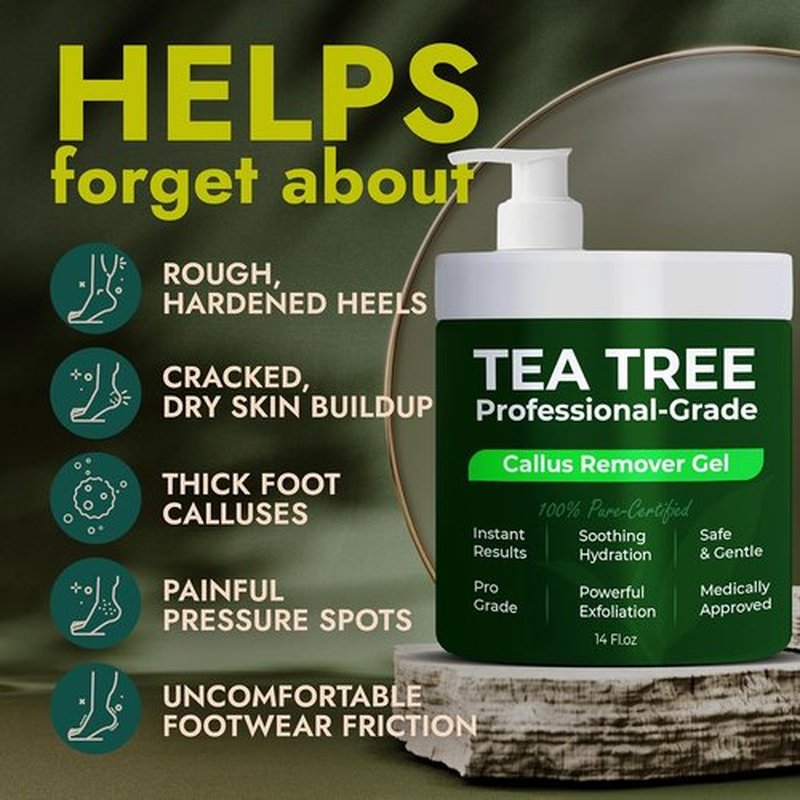 Skiennix Callus Remover Gel - Extra Strength Treatment with Tea Tree Oil | 14 fl oz | 50 Applications + 3 Pumice Stones