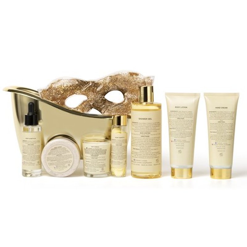 Christmas Gifts, Spa Basket for Women, Vanilla Bath & Body Set, Christmas & Birthday Gift, Includes Shower Gel, Body Lotion, Hand Cream, Body Scrub, Message Oil, Candle, Eye Mask, Confetti