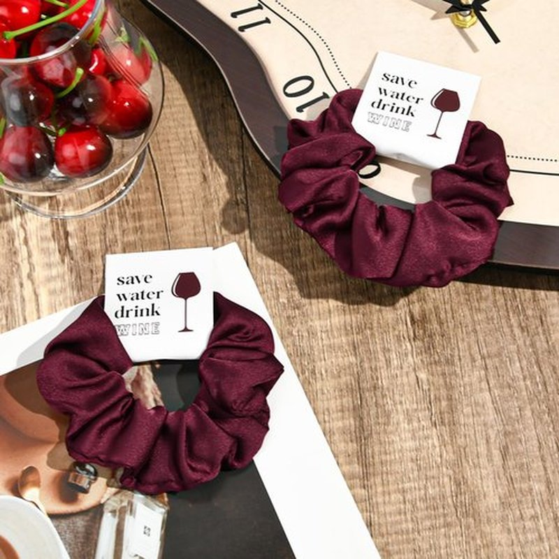 CEELGON Burgundy Bachelorette Party Favors Set of 8 Themed Bridesmaid Proposal Gifts Satin Scrunchies Hair Ties Bridal Shower Wedding Favors for Women