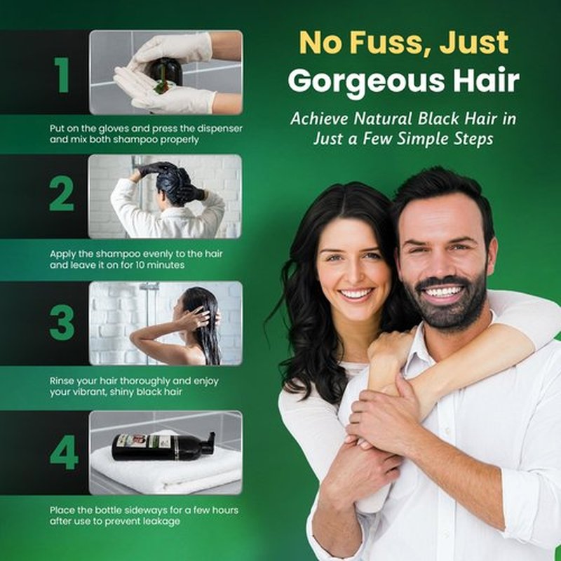 BIOGREEN ROOTS Ammonia-Free & Paraben Free Herbal Hair Shampoo - Hair Dye Shampoo for Women & Men - Natural Color & Herbal Nourishment - No Stain on Skin - Natural Black (200 ml)