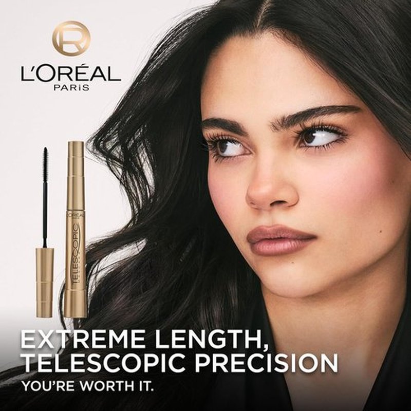 L’Oreal Paris Telescopic Mascara - Volume & Length Formula, Washable, Black, 0.27 Fl Oz.