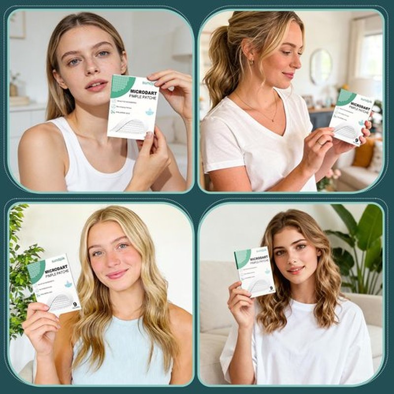 sundpik Microdart Pimple Patches for Face 9 Count,Hydrocolloid Acne Patches,for Early Stage Zits,Spot Patch with 395 Microdart