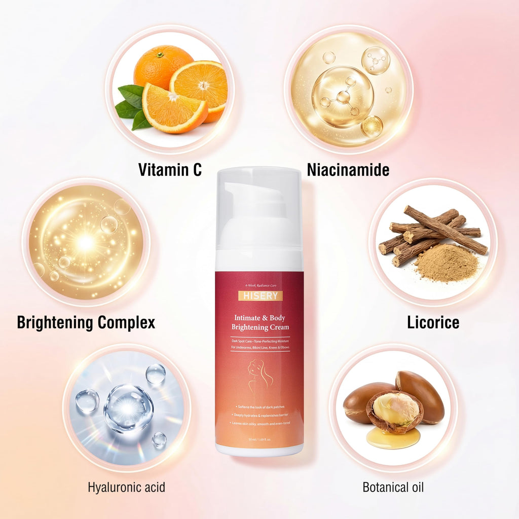 Hisery Body Brightening Cream for Uneven Skin Tone – Underarms, Knees, Elbows & Bikini Line, Niacinamide, Vegan
