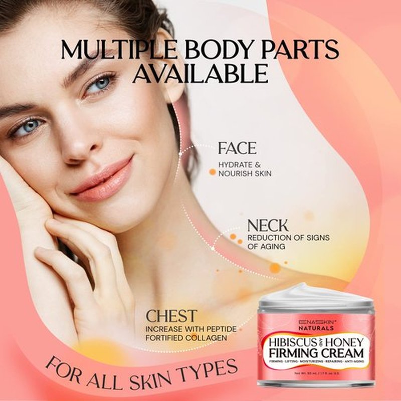 Enaskin Naturals Neck Firming & Tightening Cream with Hibiscus and Honey: Anti-Aging Moisturizer for Fine Lines, Wrinkles & Deep Hydration – Neck, Face & Chest Cream - 1.7 Fl Oz