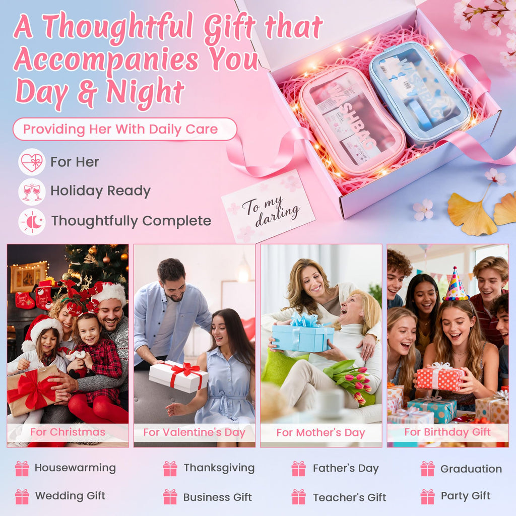 Sakura & Milk Skincare Set for Teens & Kids, 15 PCS Complete Day & Night Face Routine Kit for Girls & Office Worker, Hydrating, Shrink Pores, Perfect Gift Set for Self Care, Birthday, Party