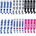 YKW 24 Pack Hockey Headbands Hair Ties No Crease Elastic Sports Hair Accessories for Women Girls Players - Team Gifts Sports Party Favors Blue Pink Black Ice Hockey Ribbon Ponytail Holders