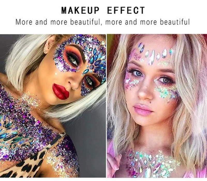 MAEPEOR Chunky Face Body Glitter Gel 19 Colors Mermaid Sequins Holographic Body Glitter Gel Long-Lasting Festival Makeup Glitter Paint for Face Body Hair Nails (30g, 10 Black)