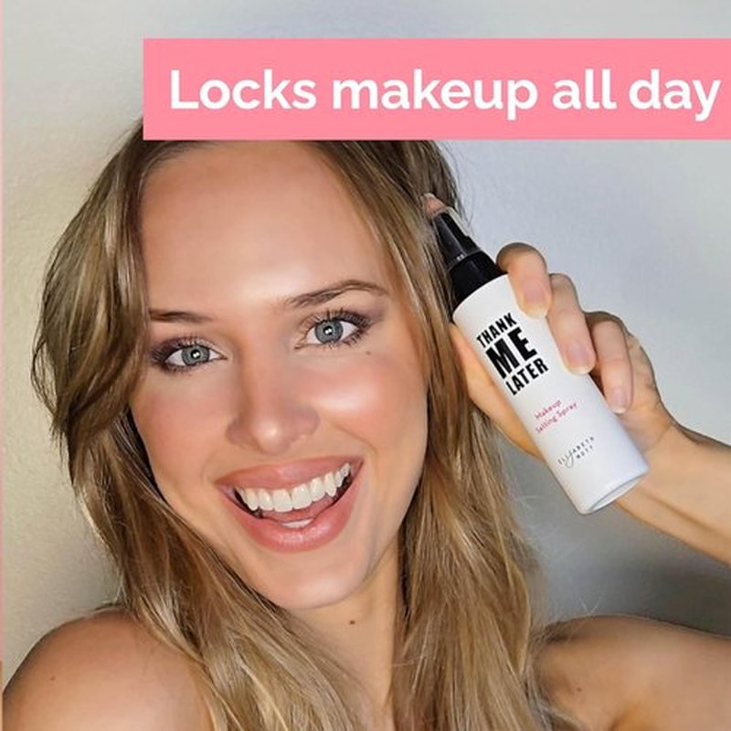 Elizabeth Mott Thank Me Later 3-in-1 Dewy Makeup Setting Spray – Hydrating & Long-Lasting Fine Mist with Niacinamide for a Radiant Glowy Look – Lightweight, Cruelty-Free, Travel-Size Face Spray, 30ml
