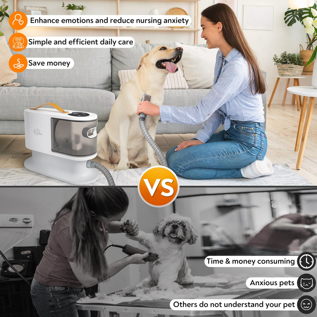 ExcegBot Pet Grooming Vacuum for Dogs & Cats, 12kPa Strong Suction, ≤50dB Quiet, 2L Dust Cup, 5-in-1 Grooming Kit with Ceramic Clippers, 6 Guide Combs, Vacuum for Shedding & Long-Haired Breeds