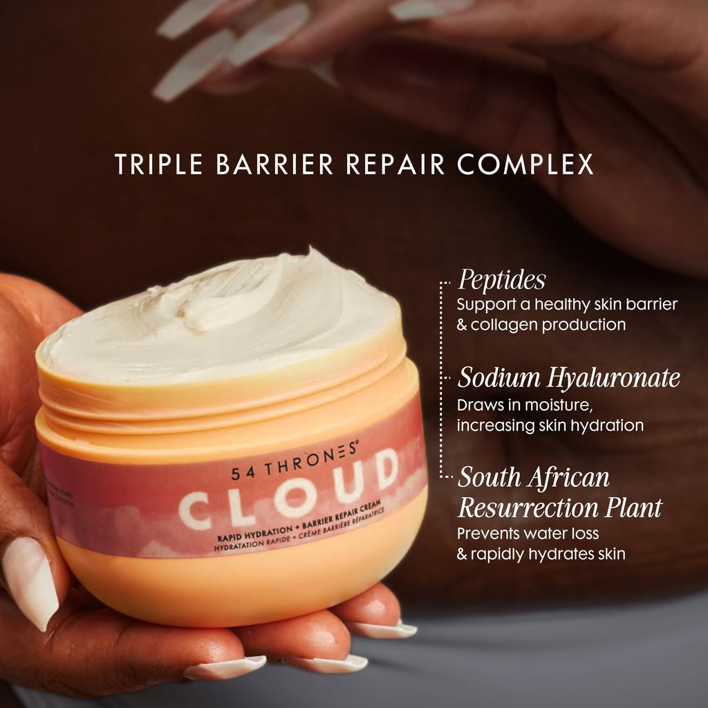 54 Thrones Daily Moisturizing Body Cream Lotion, Barrier Repair Cloud Cream, African Shea Butter Skin Care, Ghanaian Coconut + Moroccan Almond Scent