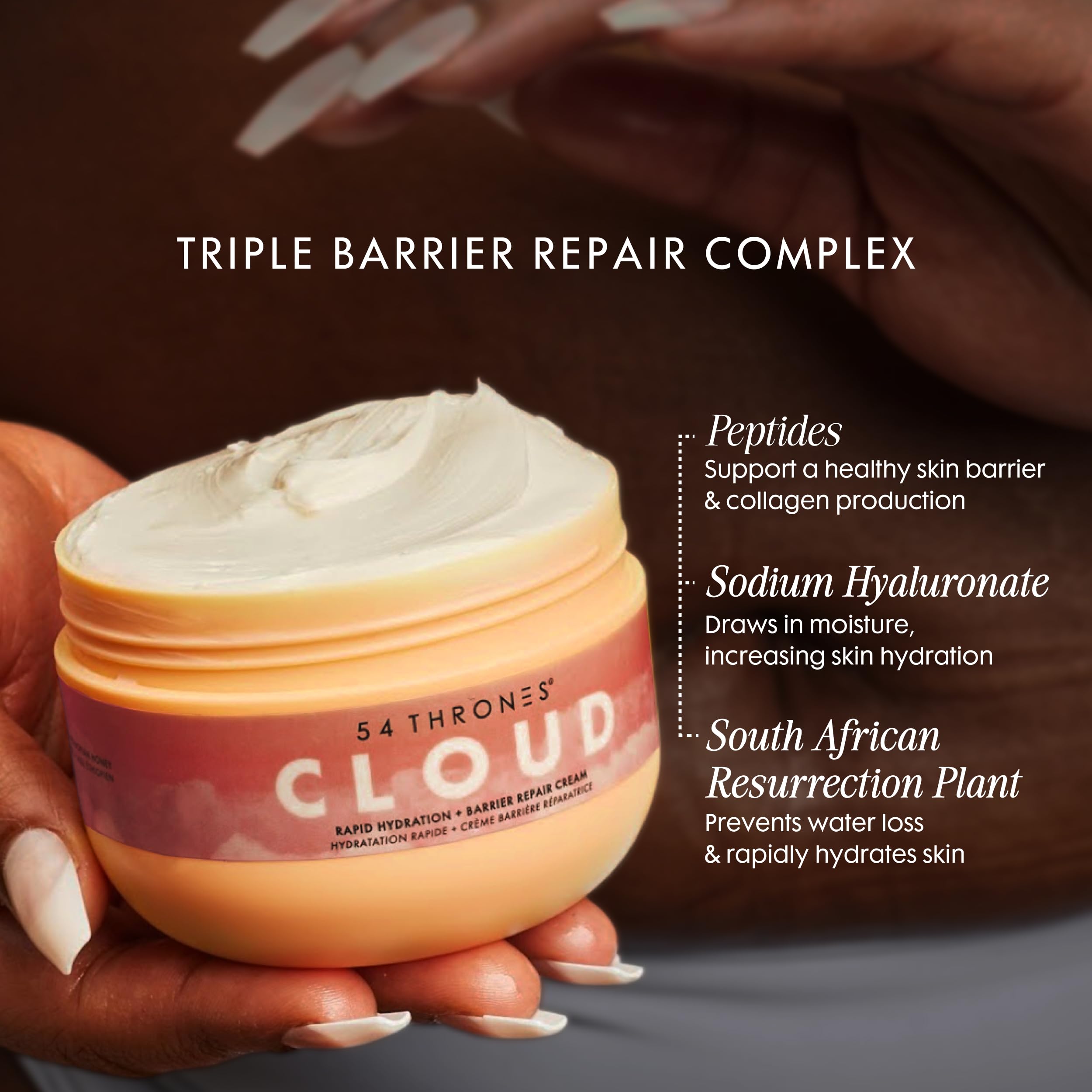 54 Thrones Daily Moisturizing Body Cream Lotion, Barrier Repair Cloud Cream, African Shea Butter Skin Care, Ghanaian Coconut + Moroccan Almond Scent