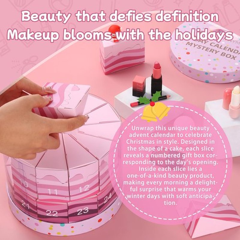 Crudetea 24 Pcs Exquisite Makeup Gift Set - Make Up Birthday Gift Set for Girls Ages 6-12, Makeup Gift Sets for Bday Countdown, Cosmetics Kit for Kids Teens #Pink