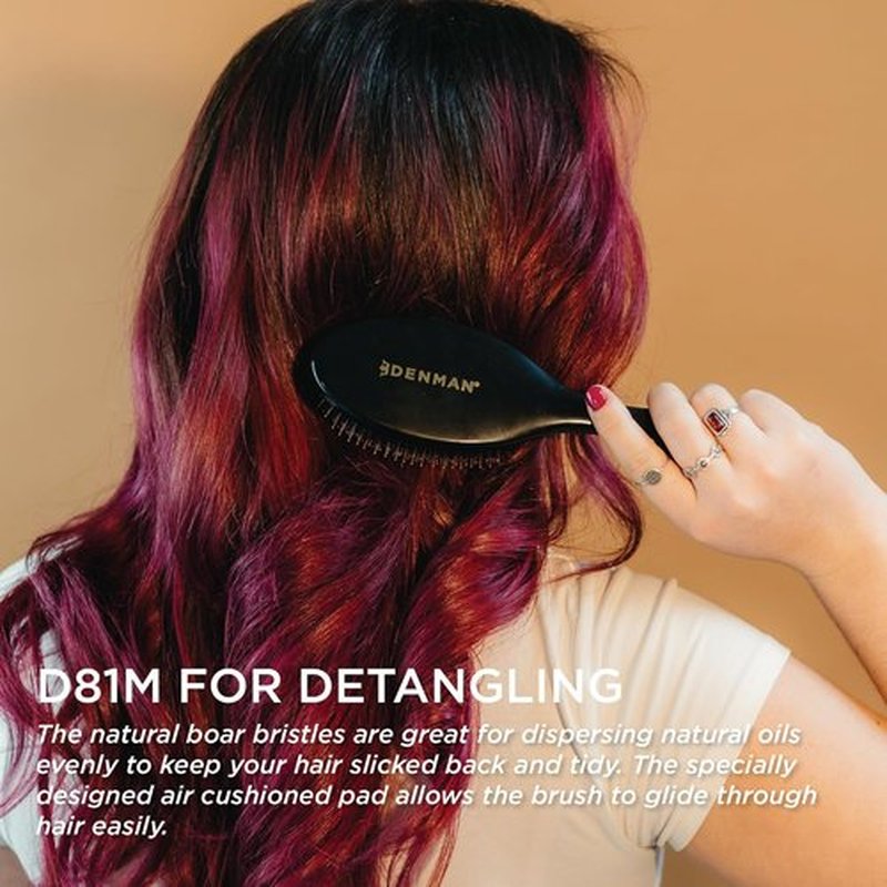 Denman Boar Bristle Hair Brush - Smoothing & Shine Enhancing for All Hair Types | Curl Defining & Detangling