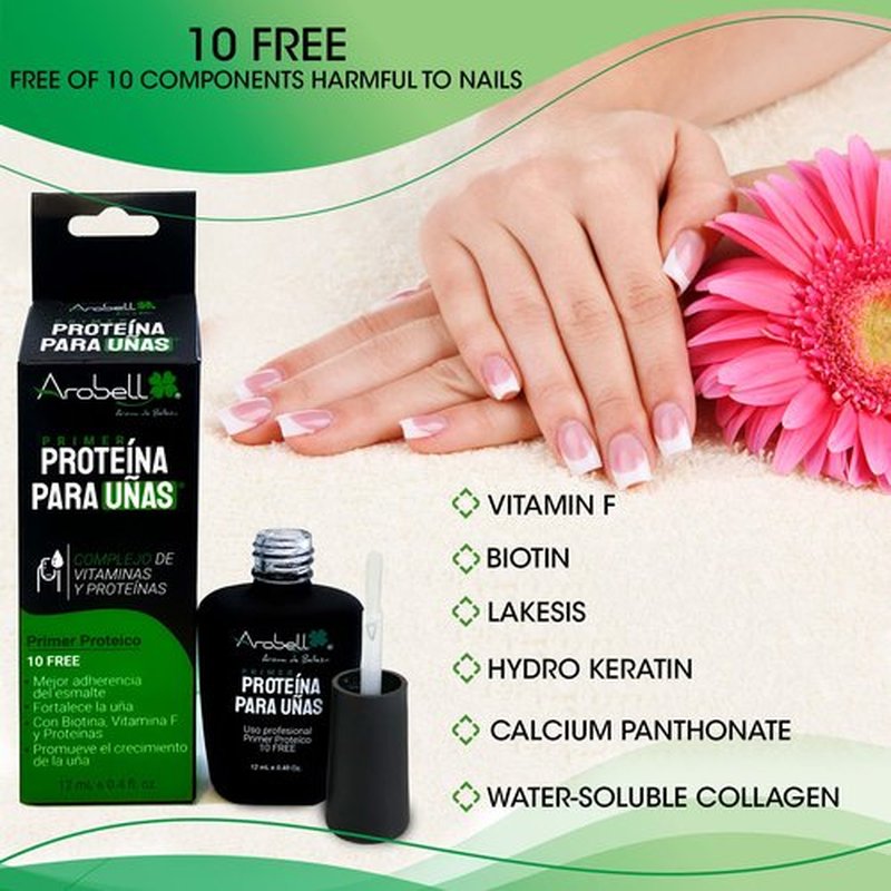 AROBELL Nail Primer - 12ml Multivitamin and Protein Nail Primer and Dehydrator – Professional Primer for Salons, Nail Artist Nail Tech Supplies - Easy to Apply and Long-Lasting Results