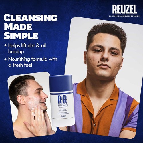 Reuzel Clean and Fresh Face Wash Stick - Hydrating, Vegan Formula | 1.7 oz, Light Masculine Scent