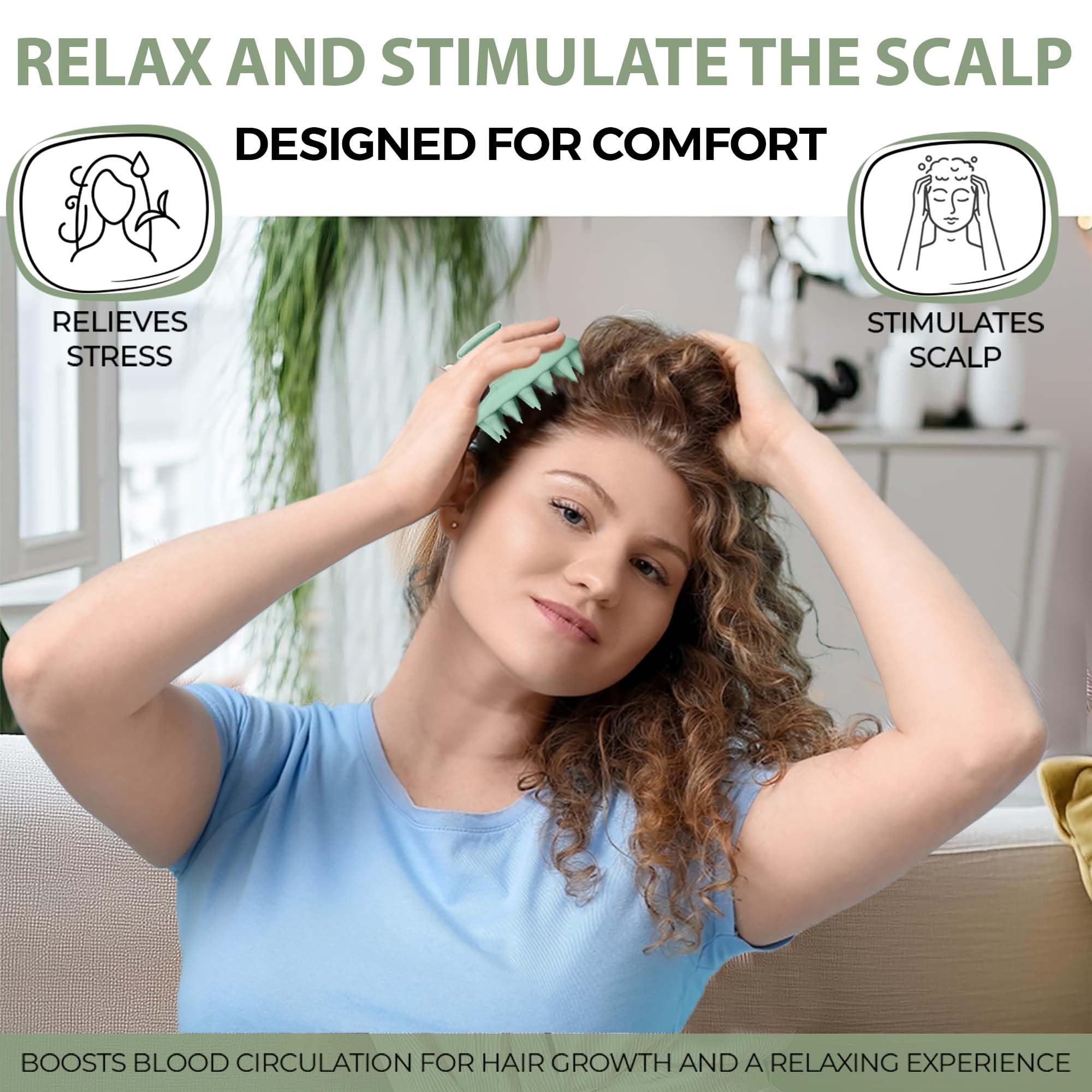 Fiora Naturals Scalp Massager Shampoo Brush - Silicon Scalp Scrubber & Exfoliator for Dandruff Removal and Hair Growth, Brush for Wet & Dry Hair, for Men, Women, Kids - BPA Free