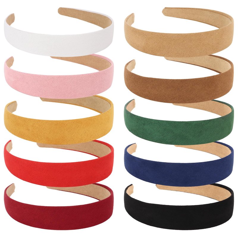Wecoe 10pcs Headbands for Women Suede Like 1 Inch Wide Headbands Red White Black Pink Purple Blue Green Headband Non Slip Fashion Hair Accessories Women Diademas Para Mujer